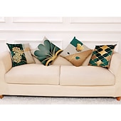 abordables estilo floral y plantas-funda de cojín 4pcs suave geométrico simple clásico tiro funda de almohada funda de cojín de lino de imitación funda de almohada para sofá dormitorio calidad superior lavable a máquina para sofá sofá