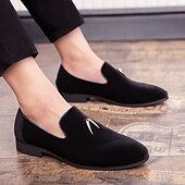 cheap Semi-Formal-Men&#039;s Dress Loafers &amp; Slip-Ons Shoes Plus Size Business British Party &amp; Evening Velvet Shoes Black Red Royal Blue Summer Spring