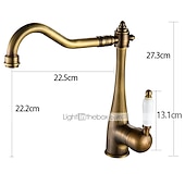 お買い得  回転可能-キッチン蛇口、レトロスタイルの銅製シングルハンドル、1穴標準スパウトセンターセット、回転可能、クローフットキッチンタップ、冷水と温水付き。