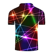 abordables Polo géométrique pour homme-Homme Graphique Néon Polo Chemise de golf Manche Courte Polos Chemises à Col Occasionnel Vêtements de vacances Vêtements de rave Tenues de fête Boutons Impression 3D Blanche Rose Claire Vert