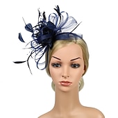 cheap Fascinators-Fascinators Headwear Headpiece Tulle Feathers Formal Business / Ceremony / Fall Wedding Kentucky Horse Race Ladies Day Vintage Elegant With Feather Bowknot Headpiece Headwear Race Day Dress