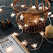 abordables Guirlandes lumineuses USB-Guirlande lumineuse LED en forme d&#039;étoile pour réception de mariage élégante - 1,5 m 10 LED, 3 m 20 LED, guirlande alimentée par USB/batterie pour décoration de vacances en extérieur