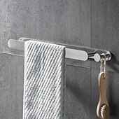 cheap Towel Bars-Brushed Multifunctional Towel Bar with Hook 304 Stainless Steel Electroplated, 40cm, Brushed, Bathroom and Kitchen Shelf Punch-free
