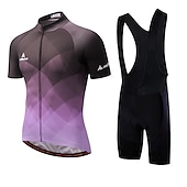 preiswerte Herrenbekleidungs-Sets-Miloto Herren Radtrikot mit Radhose kurz Trägern fahrradbekleidung set Kurzarm MTB Mountain Rennrad Weiß Schwarz Grün Farbverlauf Schottenstoff Kariert Fahhrad Sportkleidung 3D-Pad Atmungsaktiv