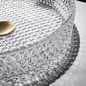 Недорогие Раковины-чаши-Раковина для ванной комнаты с черным краном, современная раковина из прозрачного закаленного стекла с выдвижным сливом, художественный набор круглых чаш для раковины, раковина над столешницей