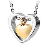 abordables Colliers-yinplsmemory crémation cendres bijoux double coeur urne collier pour cendres souvenir pendentif commémoratif urne médaillons pour cendres pour un être cher (argent et or)