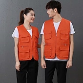 billiga Västar-Herr Dam Fiskeväst Vandringsväst Ärmlös Väst Jacka Överdelar Utomhus Andningsfunktion Snabb tork Lättvikt Multi Pocket Marin fluorescerande grön Orange Jakt Fiske Klättring