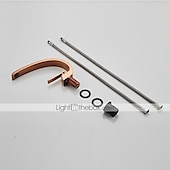 abordables Clásico-Grifo de latón para lavabo de baño, juego central con forma de curva de oro rosa, juego de grifo de un solo orificio con agua fría y caliente