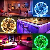 お買い得  WiFi&amp;音楽コントロール-rgb led ストリップライト 20m 65ft 防水音楽同期 12v 5050 smd 色を変更する bluetooth コントローラ 100-240v アダプタ寝室ホームテレビバックライト diy デコ