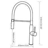 abordables Mitigeurs avec spray-Robinet de cuisine à une poignée, un trou en nickel brossé rétractable/rétractable récipient rotatif en acier inoxydable robinets de cuisine contemporains avec eau froide et chaude