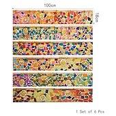 cheap Tile stickers-6pcs Wall Tile Stickers, Removable Stair Stickers, Self-Adhesive Step Ceramic Tiles, PVC Stair Wallpaper Stickers, Vinyl Staircase Home Decoration Size : 18x100cm
