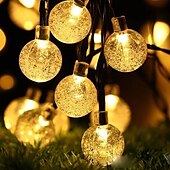 cheap Solar String Lights-Elegant Wedding Party Reception 7M 50LED Solar LED String Lights - Waterproof Bubble Ball Fairy Lights for Garden, Holiday Decor Warm White &amp; Colorful
