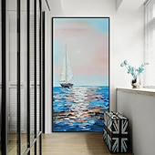 abordables Peintures paysages-Mintura main bateau paysage peintures à l&#039;huile sur toile mur art décoration moderne abstrait image pour la décoration intérieure roulé sans cadre non étiré peinture