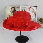 cheap Party Hats-Hats Headwear Straw Hats Tulle Straw Bucket Hat Straw Hat Sun Hat Casual Holiday Melbourne Cup Cocktail Royal Astcot Vintage Style Elegant Beach With Appliques Flower Headpiece Headwear