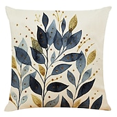 cheap Floral &amp; Plants Style-4PCS Plant Throw Pillow Cover Gold Blue Teal Soft Decorative Cushion Case Pillowcase Bedroom Superior Quality Machine Washable Cushion for Livingroom Sofa Couch Bed Chair