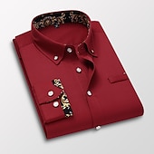 voordelige Overhemden met knopen voor heren-Voor heren Overhemd Grafisch Grafische prints Opstaande boord Zwart Wit Rood Marine Blauw blauw Werk Dagelijks Lange mouw Button-omlaag Kleding Streetwear Eenvoudig Casual Strakke pasvorm