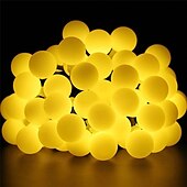 economico Striscie luci ad energia solare-eleganti luci solari per esterni per ricevimenti di nozze – 6,5 m 30 led, lampadine opache impermeabili, bianco caldo&amp;amp;colorato, 8 modalità per decorazioni natalizie