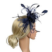 cheap Fascinators-Fascinators Headwear Headpiece Tulle Feathers Formal Business / Ceremony / Fall Wedding Kentucky Horse Race Ladies Day Vintage Elegant With Feather Bowknot Headpiece Headwear Race Day Dress