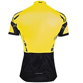 abordables Maillots pour hommes-Homme Maillot Velo Cyclisme Manche Courte Cyclisme Maillot Top avec 3 poches arrière VTT Vélo tout terrain Vélo Route Respirable Séchage rapide Résistant aux ultraviolets Zip frontal Blanche Jaune