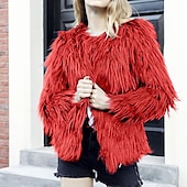 cheap Faux Fur Wraps-Pink Faux Fur Wraps Women&#039;s Wrap Winter Shrug Keep Warm Coats / Jackets Long Sleeve Faux Fur Fall Wedding Guest Wraps With Pure Color For Party Wedding