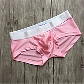 billige Komfortabelt herreundertøy-ensfargede boksertruser for menn super sexy 1 stk ungdoms u-konveks truser veske sexy truser blå s