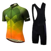 preiswerte Herrenbekleidungs-Sets-Miloto Herren Radtrikot mit Radhose kurz Trägern fahrradbekleidung set Kurzarm MTB Mountain Rennrad Weiß Schwarz Grün Farbverlauf Schottenstoff Kariert Fahhrad Sportkleidung 3D-Pad Atmungsaktiv
