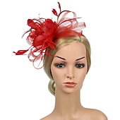 cheap Fascinators-Fascinators Headwear Headpiece Tulle Feathers Formal Business / Ceremony / Fall Wedding Kentucky Horse Race Ladies Day Vintage Elegant With Feather Bowknot Headpiece Headwear Race Day Dress