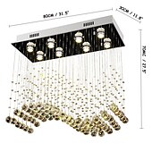 cheap Chandeliers-Crystal Chandelier Ceiling Light Luxury Wave Design 70cm Hot K9 Rectangle Hanging Lamp for Living Room Dining Room Crystal Chandelier Bar Island Cabinet Lamp Ceiling Pendant Lights
