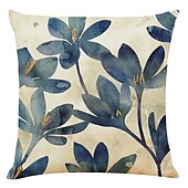 cheap Floral &amp; Plants Style-4PCS Plant Throw Pillow Cover Gold Blue Teal Soft Decorative Cushion Case Pillowcase Bedroom Superior Quality Machine Washable Cushion for Livingroom Sofa Couch Bed Chair