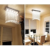 cheap Unique Chandeliers-Crystal Chandelier Ceiling Light Hot K9 Rectangle Hanging Lamp for Living Room Dining Room Wave Crystal Chandelier Pendant Lights Bar Island Cabinet Lamp