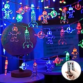 お買い得  USB電源-LEDストリングライト3m20ledsスペース宇宙飛行士フェアリーストリングライトusbまたはリモコンで操作されるバッテリー8モード防水ロケット惑星LEDストリングライトキッズルームこどもの日家族パーティー休日の装飾
