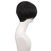 cheap Mens Wigs-Brown Wigs for Men Short Curly Synthetic Hair Wigs for Men Boy Costume Cosplay Party Natural Black Heat Resistant Fake Hair