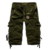 cheap Classic-Men&#039;s Cargo Shorts Hiking Shorts Leg Drawstring Multi Pocket Multiple Pockets Plain Breathable Outdoor Calf-Length Casual Daily Streetwear Stylish Black Wine Inelastic