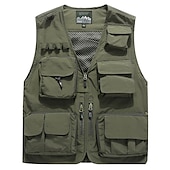 Men's Fishing Vest Hiking Vest Sleeveless Vest / Gilet Top Outdoor Breathable Quick Dry Lightweight Sweat wicking Summer Navy orange Black Fishing Climbing Camping / Hiking / Caving 14