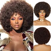 economico Parrucche di altissima qualità-parrucche marroni per le donne parrucca afro marrone chiaro per le donne nere parrucche afro gonfie marrone chiaro parrucca grande e morbida dall&#039;aspetto naturale anni &#039;70 parrucca sintetica riccia