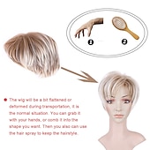 abordables perruque plus âgée-perruque courte en couches coupe lutin avec une frange synthétique racines sombres cheveux de remplacement complets moelleux pour les femmes blanches cendre blonde lowlight avec racine