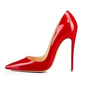 cheap Semi-Formal-Women&#039;s Red Patent Leather High Heel Shoes - Pointed-Toe Stiletto Pumps for Prom, Parties, Weddings, and Formal Events