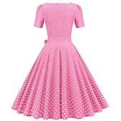 economico Outfit-Retrò Vintage Anni 1950 Rockabilly Gonna a cerchio Abito a Linea Tutu A Pois Per donna Festa / Sera Mascherata Addio al Nubilato Adulti Vestito Guanti Orecchini Primavera &amp; Estate