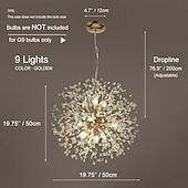 tanie Żyrandole-Wisiorek led light kryształowy żyrandol dmuchawiec projekt 9-light fajerwerki nowoczesny żyrandol sputnik wisiorek oprawa oświetleniowa do sypialni salon jadalnia