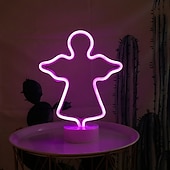 preiswerte Neon-LED-Beleuchtung-Flamingo Kokosnussbaum Engel Dekorations Beleuchtung 3D Nachtlicht Kinderzimmer Nachtlicht Nächtliche Beleuchtung lieblich Geburtstag Mit USB-Anschluss ON / OFF Ramadan Festival Neujahr AAA-Batterien
