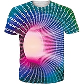 お買い得  男の子の3Dビジョンと幾何学-イースター 男の子 3D 幾何学模様 虹色 3D印刷 Tシャツ Ｔシャツ 半袖 3Dプリント 夏 活発的 スポーツ ストリートファッション 子供 2〜12年