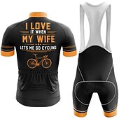 cheap Men&#039;s Clothing Sets-Men&#039;s Cycling Jersey with Bib Shorts Graphic Letter &amp; Number Funny Short Sleeve Bike Clothing Suit with 3 Rear Pockets Mountain Bike MTB Road Bike Cycling 3D Pad Quick Dry Soft Back Pocket Sports