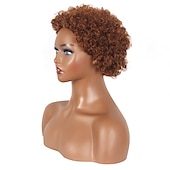 economico Parrucche di altissima qualità-parrucche marroni per le donne parrucca sintetica resistente al calore parrucca riccia corta luce nera dorata capelli sintetici resistenti al calore soffici parrucche afro nere