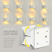 cheap Outdoor Wall Lights-LED Outdoor/Indoor Wall Light IP65 12W 6000K White 3000K Warm Adjustable Beam Angle Waterproof 1000lm Sconce Fixture for Home Garden