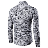 preiswerte Pflanzen Muster-Herren Blumen Hemd Knopfhemd Langarm Modisch Designer Leicht Hochzeit Urlaub Party Umlegekragen Bedruckt Weiß Rote Blau