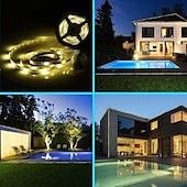 economico strisce luminose impermeabili-luce solare esterna della stringa luci di striscia principale solare impermeabile esterno 5m 16.4ft 150 ha condotto le luci della stringa solare 3m 90 ha condotto per il giardino patio piscina