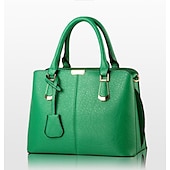 levne Kabelky a tote tašky-zelená dámská kabelka z umělé kůže – elegantní strukturovaná kabelka se zlatými akcenty do práce, na cesty i na každodenní nošení