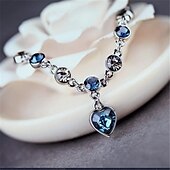 abordables Brazaletes-Mujer Azul Blanco Cadenas y esclavas Tenis pulseras Brazalete Clásico De moda Moda De moda Ocasional / deportivo Coreano Estilo lindo Cobre Pulsera pulsera Plata Para Deporte Regalo Cita Cumpleaños
