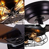 cheap Ceiling Fan Lights-Ceiling Fan with Lights-42&quot; Industrial Ceiling Fan with Retractable Blades, 3/6-Speed ControlVintage Cage Ceiling Light Fixture with Remote for Kitchen, Dining Room, Living Room E26 Black