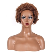 economico Parrucche di altissima qualità-parrucche marroni per le donne parrucca sintetica resistente al calore parrucca riccia corta luce nera dorata capelli sintetici resistenti al calore soffici parrucche afro nere